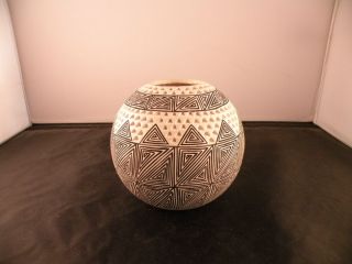 Vintage Acoma pueblo bowl, vase, pot. Native american pottery, by Ben 