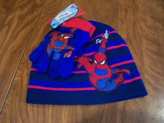   OSFM Spiderman Beanie Hat Glove Set by Berkshire Fashions New