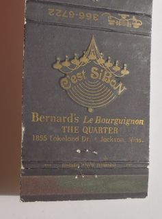 1950s? Matchbook Bernards Le Bourguignon The Quarter Cest Sibon 