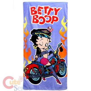 Betty Boop Bath Beach Towel Biker Betty Purple Cotton 30x60