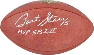 BART STARR SB I & II AUTOGRAPHED FOOTBALL GREEN BAY PACKERS MOUNTED 