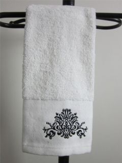  Bianca Exclusive Black or White Firenza Embroidery Cotton Hand Towel 