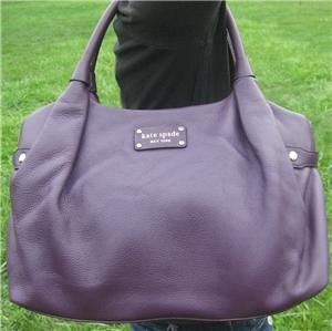  Eggplant Purple Leather Stevie Berkshire Road Satchel Bag $335