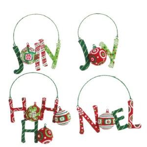 Word Ornaments Joy Jolly HO HO HO Noel s 4 New RAZ Cookie Confection 