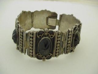Vintage Taxco Bernice Goodspeed Bracelet w Obsidian