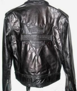   Davidson Leather Jacket Vintage Heritage Embossed Mens Medium runs Big