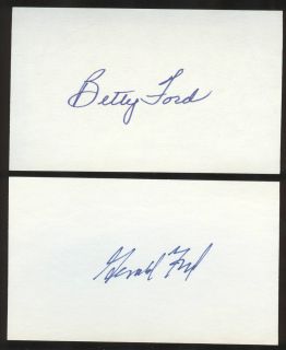 PRESIDENT GERALD FORD AND BETTY FORD AUTOGRAPH 3 X 5 INDEX CARDS