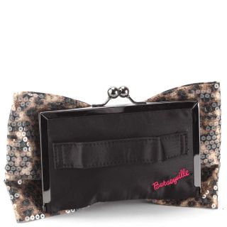 sequins bedazzle this bow shaped betseyville cheetah clutch a chic
