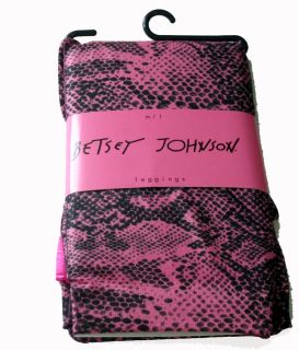 Betsey Johnson Leggings Tights Black Pink Design Sz Medium Large Brand 