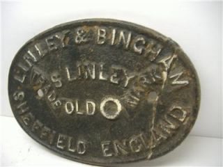 linley and bingham sheffield cast iron makers plate