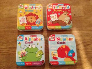 Card Games in a Tin   Numbers, Alphabet, Farmyard & Wild Animal Trumps 