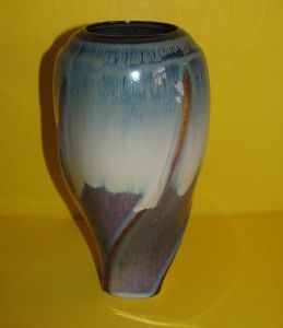 Bill Campbell Studio Art Pottery Signed Drip Glaze Twisted Vase Vessel 