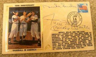 Willie Mays Mickey Mantle Duke Snider Autographed Gateway First Day 