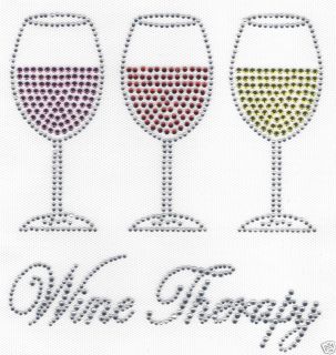 Beverages Wine Therapy w 3 Glasses Iron on Transfer