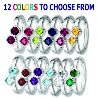 Stackable Expressions Birthstone Cushion Cut Stackable Ring 12 Colors 