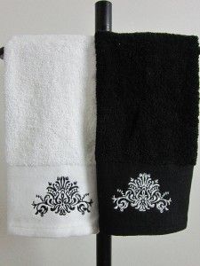   Bianca Exclusive  Black or White Firenza Embroidery Cotton Hand Towel