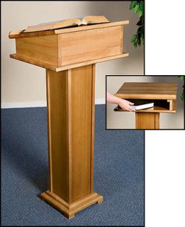 Lectern w Shelf Handcrafted Solid Maple Wood Walnut or Pecan Stain 
