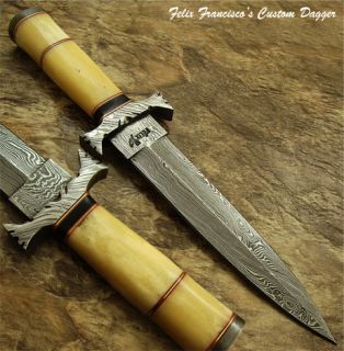Steve William 1 of A Kind Custom Damascus Art Dagger Knife Real Camel 