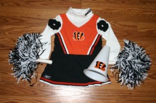 Cincinnatti Bengals Cheerleader Costume Poms Bows 3T