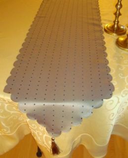 Taupe w Black Dots Table Runner Dressers Scarf