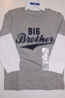 2011 Carters Big Brother Gray White Navy Blue Long Sleeve 2T 3T 4T 5T 