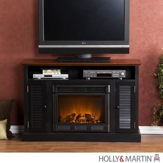 Savannah Black ELECTRIC Fireplace Media Center TV Stand Storage Holly 