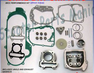 80cc Big Bore Kit Cylinder Head Piston Rings Scooter 139QMB GY6 50cc 