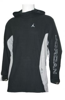 New Mens Nike Air Jordan Basketball Black Grey Hooded Sweater Jumper M 