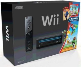 Brand New Nintendo Wii Black System with Mario Brothers Wii and Music 