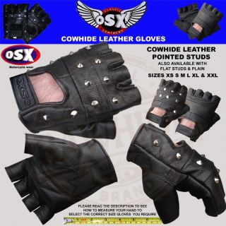 Leather Fingerless Gloves Biker Goth Punk Drive Cycle