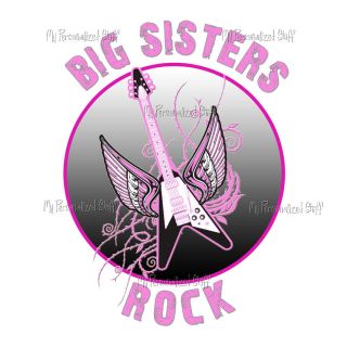 Personalized Big Sister Girl Guitar Sibling T Shirt Tee