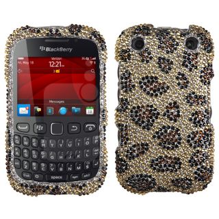 Blackberry 9310 Curve Case Cover Bling Rhinestone Leopard Skin Camel 
