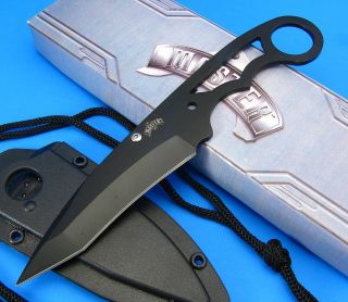 Master Cutlery Black Fixed Blade Full Tang Skeletonized Neck Knife w 