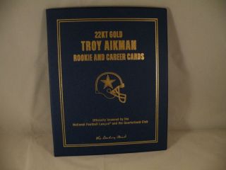 2001 TROY AIKMAN 22 KT GOLD CARD ROOKIE & CAREER DANBURY MINT