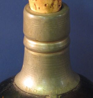 Old Edgar Breffit Co Brown Glass Scotch Bottle with Metal Trim
