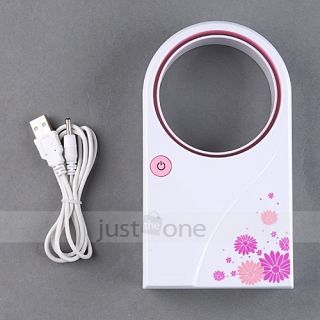 Mini Portable Bladeless Fan USB Power No Leaf Air Condition 