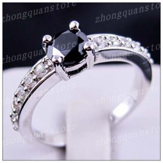 Sz8 Jewellery Bland New Black Sapphire Ladys 10KT White Gold Filled 