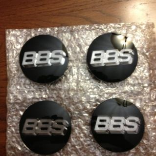 BBS BLACK WHEEL CENTER CAPS SET OF 4 3D SILVER LOGO 0923221 