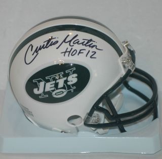 Curtis Martin signed New York Jets Mini Helmet HOF 2012 Insc COA