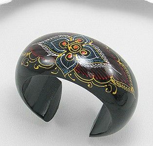 hand painted black bangle cuff bracelet