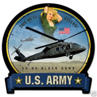 Black Hawk UH60 US Army Helicopter Vintage Tin Sign