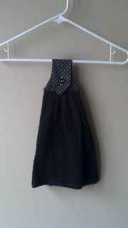 polka dot black towel kitchen dishtowel decoration fabric top uncut 