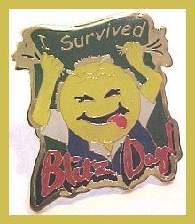  I Survived Blitz Day Smiley Wal Mart Vest Pin
