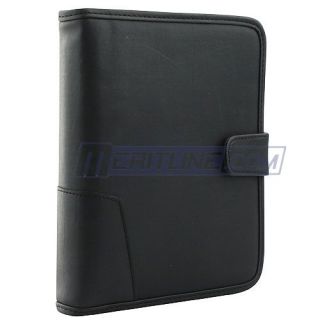 Deluxe 3 Ring Binder Organizer in Black PVC Leather