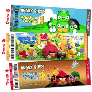 Angry Birds Invitation Birthday Party Ticket Customized