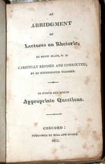 RARE Scottish Text 1821 Concord New Hampshire Blair