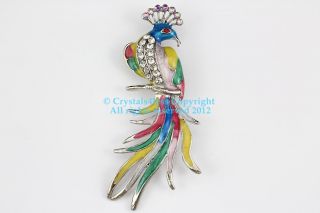   Austrian Rhinestone Crystal Stylish Peacock Bird Brooch Pin