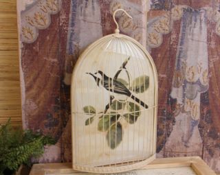 Shabby Cottage Chic Bird Cage Print Home Decor Wall Art