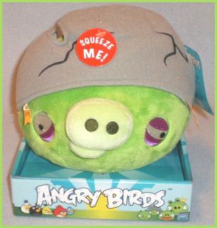 new with tag 8 green pig with helmet angry birds plush toy with sound
