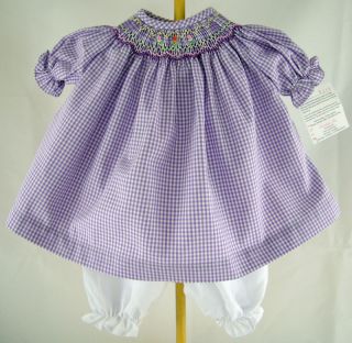 Doll Clothes Fits Bitty Baby Lavender Gingham Smocked Dress Bloomers 